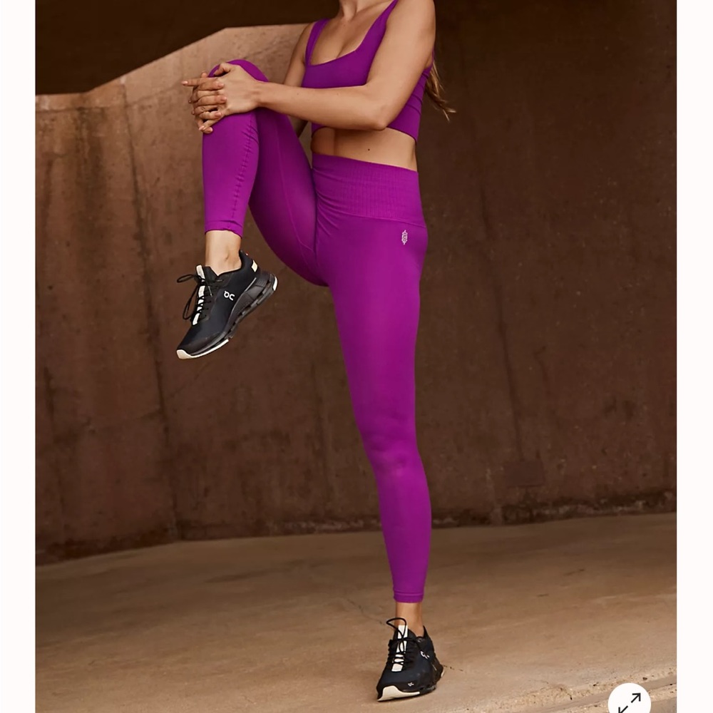 NWOT Free People High-Rise 7/8 Length Good Karma Leggings in Vivid Violet